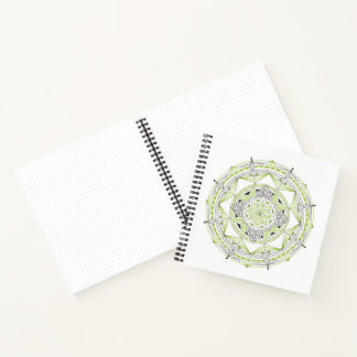 Spiral Notebook w/ Green Mandala Design