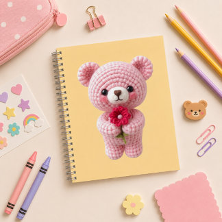 Spiral notebook with cute bear design