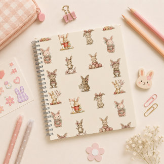 Spiral notebook with cute bunny design
