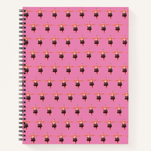 Spiral Notebook with pink Fuchsia Design (Front)