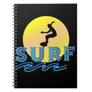 spiral notebook with surf theme