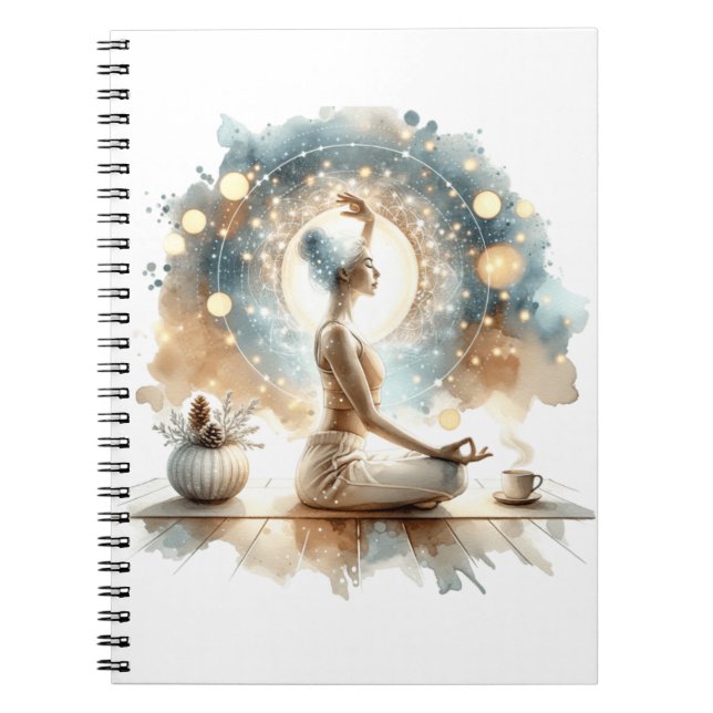 Spiral notebook with woman in yoga pose  (Front)