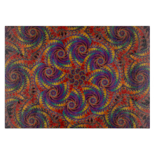 Spiral Octopus Psychedelic Rainbow Fractal Art Cutting Board