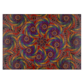 Spiral Octopus Psychedelic Rainbow Fractal Art Cutting Board