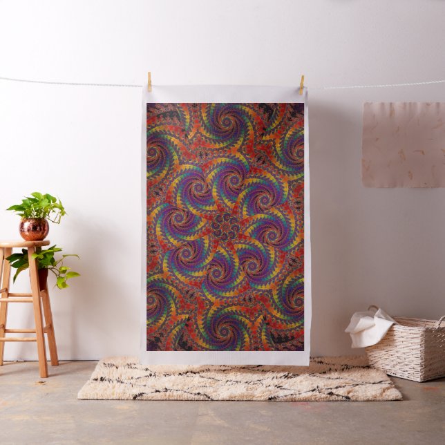 Spiral Octopus Psychedelic Rainbow Fractal Art Fabric (In Situ)