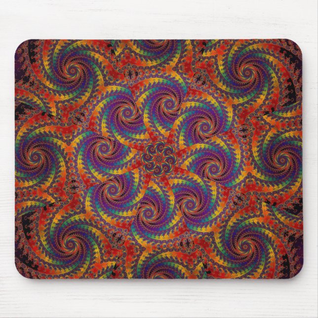 Spiral Octopus Psychedelic Rainbow Fractal Art Mouse Mat (Front)