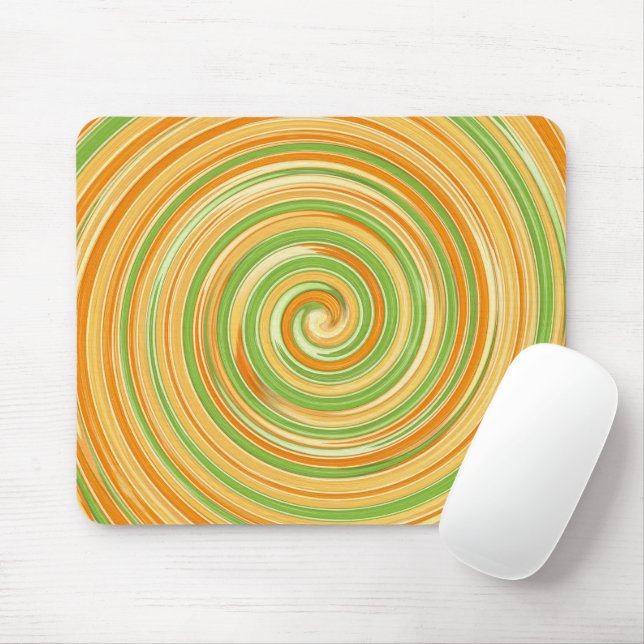 Spiral of Fun Citrus Colours  Mouse Mat (With Mouse)