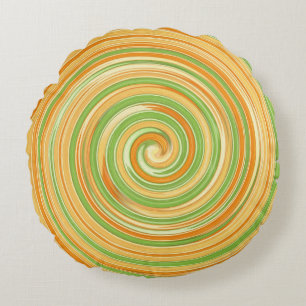 Spiral of Fun Citrus Colours Round Cushion