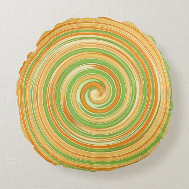 Spiral of Fun Citrus Colours  Round Cushion (Front)