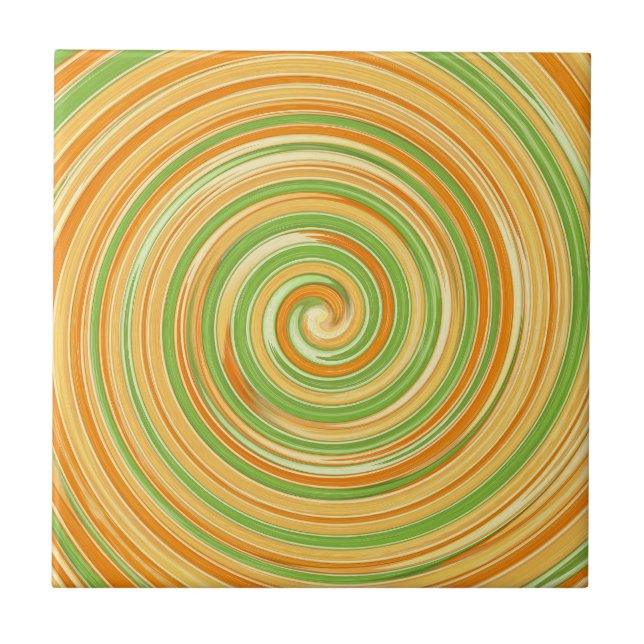 Spiral of Fun Citrus Colours  Tile (Front)