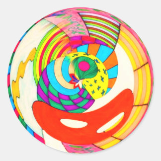 Spiral of Lines and Colors Classic Round Sticker