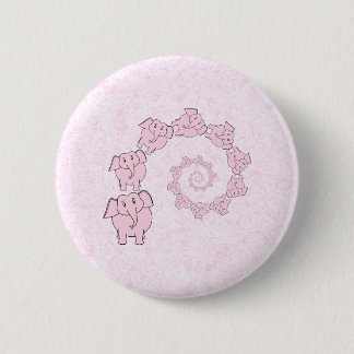 Spiral of Pink Elephants. Pink Background. 6 Cm Round Badge