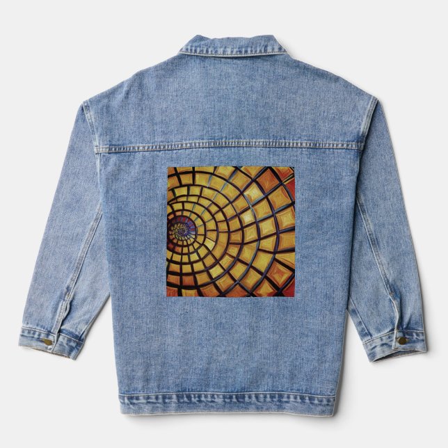 Spiral Out Keep Going - Fibonacci Gold Tee Denim Jacket (Back)