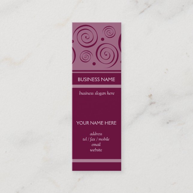 Spiral Pattern Bookmark Business Card (Front)