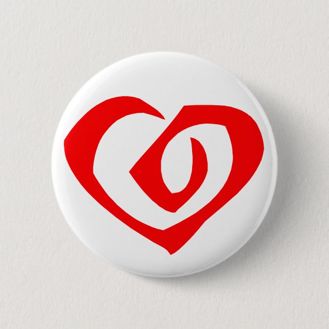 Spiral Pattern Red Heart 6 Cm Round Badge (Front)