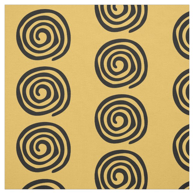 Spiral petroglyph tribal art primitive design fabric (Swatch)