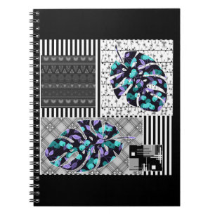Spiral Photo Notebook Abstract patchwork quilting 