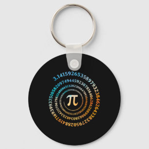Spiral Pi Day Retro Pi Number 3.14 Symbol Pi Day M Key Ring