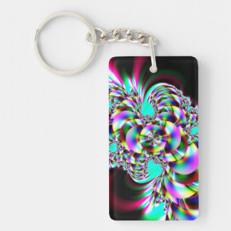 Spiral Rainbow Fractal Key Ring