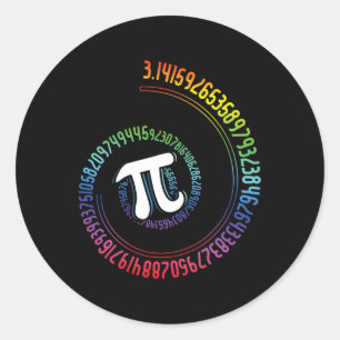 Spiral Rainbow Nerd Math Geek Mathematician Pi Day Classic Round Sticker