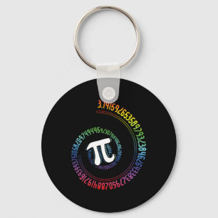 Spiral Rainbow Nerd Math Geek Mathematician Pi Day Key Ring