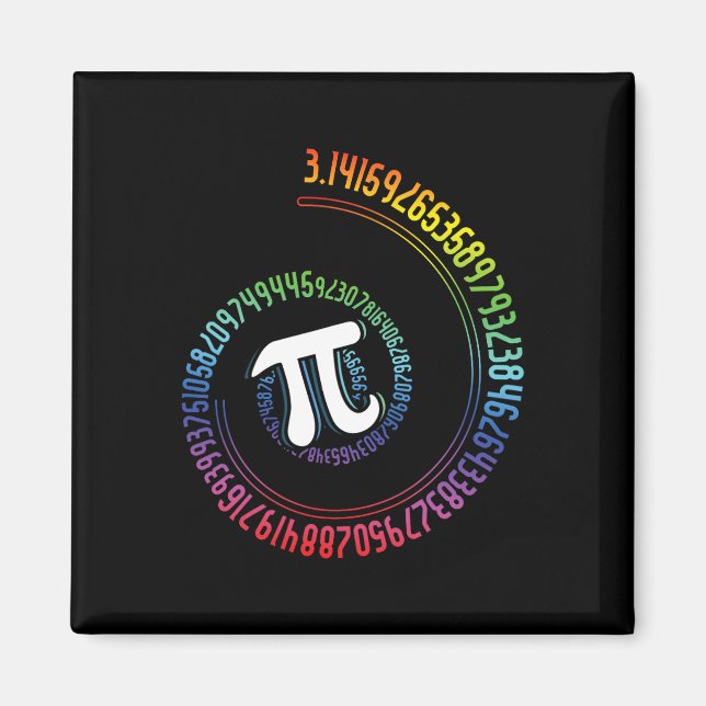 Spiral Rainbow Nerd Math Geek Mathematician Pi Day Magnet (Front)