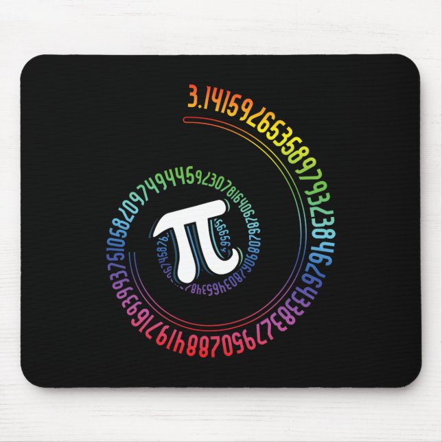 Spiral Rainbow Nerd Math Geek Mathematician Pi Day Mouse Mat (Front)