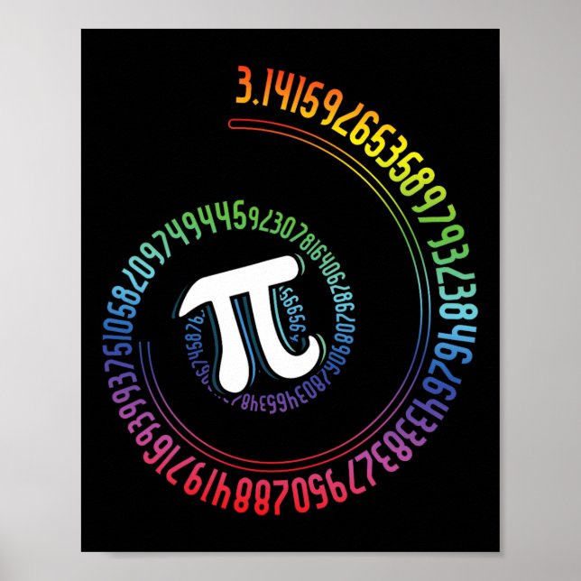 Spiral Rainbow Nerd Math Geek Mathematician Pi Day Poster (Front)