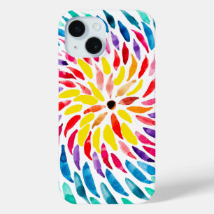 Spiral rainbow watercolor abstract iPhone 15 case