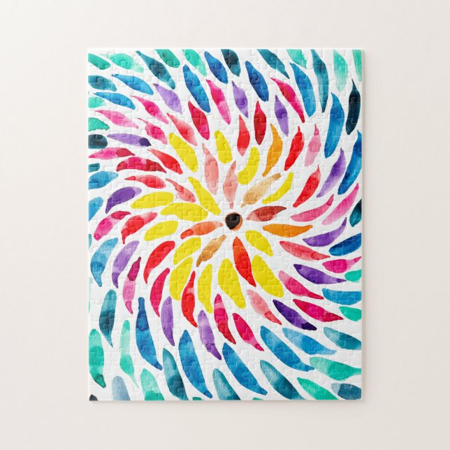 Spiral rainbow watercolor abstract jigsaw puzzle (Vertical)