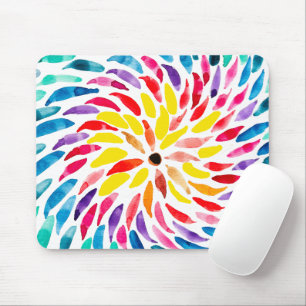 Spiral rainbow watercolor abstract mouse mat