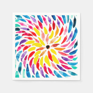 Spiral rainbow watercolor abstract napkin