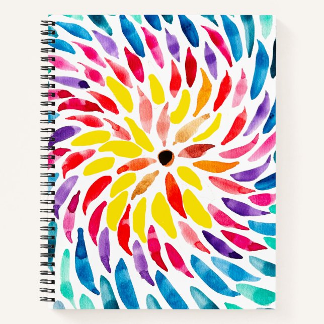 Spiral rainbow watercolor abstract notebook (Front)