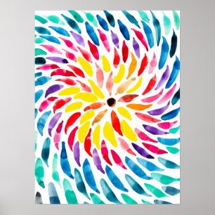 Spiral rainbow watercolor abstract poster