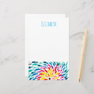 Spiral rainbow watercolor abstract stationery