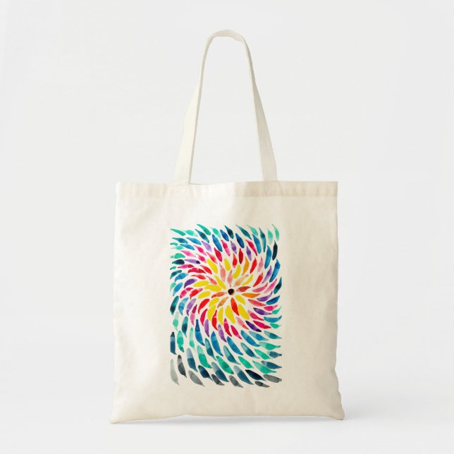 Spiral rainbow watercolor abstract tote bag (Front)