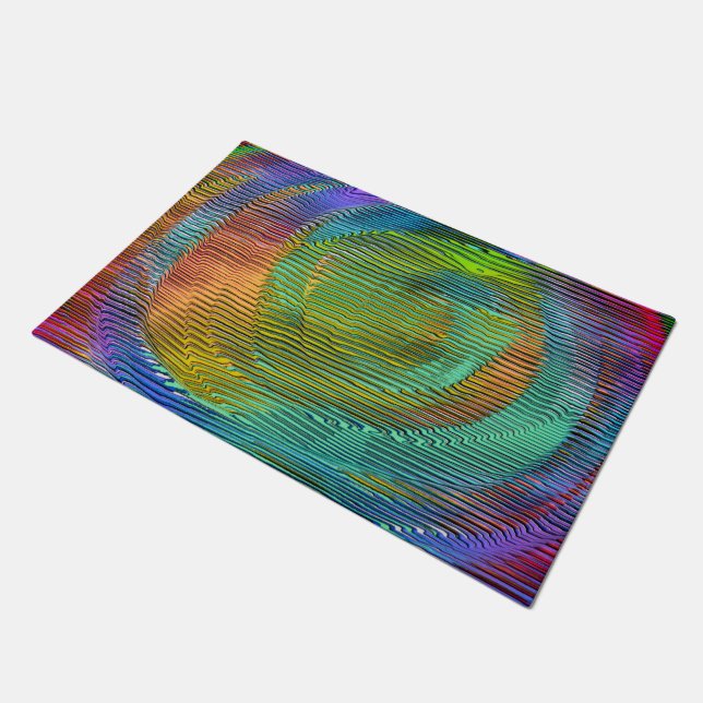 Spiral Rainbow with relief and messy stripes Doormat (Angled)