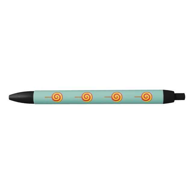 Spiral Red Yellow Lollipop Black Ink Pen (Front)