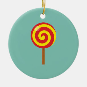Spiral Red Yellow Lollipop Ceramic Tree Decoration