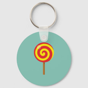 Spiral Red Yellow Lollipop Key Ring