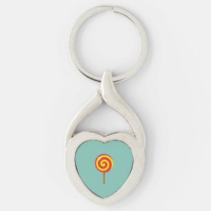Spiral Red Yellow Lollipop Key Ring