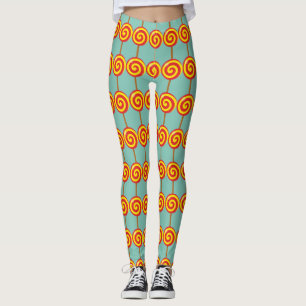 Spiral Red Yellow Lollipop Leggings