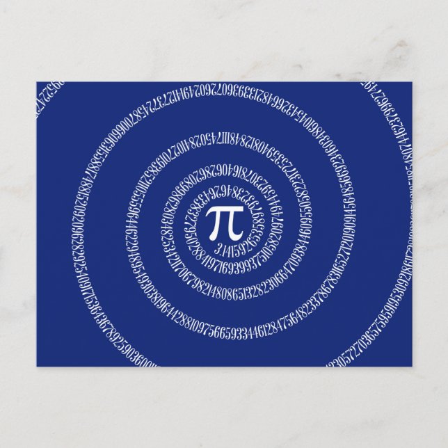 Spiral Rings for Pi on Navy Blue Postcard (Front)