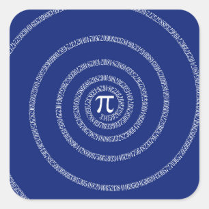 Spiral Rings for Pi on Navy Blue Square Sticker