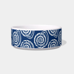 Spiral Seashell Block Print, Cobalt Blue and White Bowl