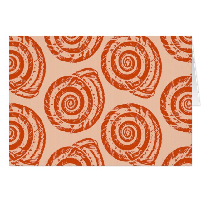 Spiral Seashell Block Print, Coral Orange (Front Horizontal)