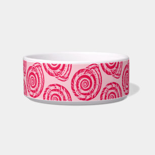 Spiral Seashell Block Print, Coral Pink & Fuchsia Bowl
