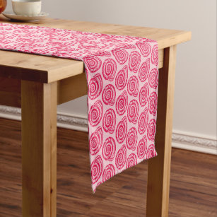 Spiral Seashell Block Print, Coral Pink & Fuchsia  Short Table Runner