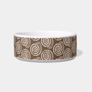 Spiral Seashell Block Print, Taupe Tan and Cream Bowl