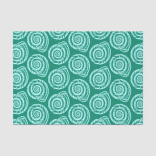 Spiral Seashell Block Print, Turquoise and Aqua Tissue Paper
